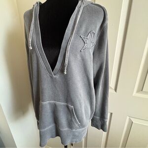 aerie Gray Deep V Pullover Hoodie
